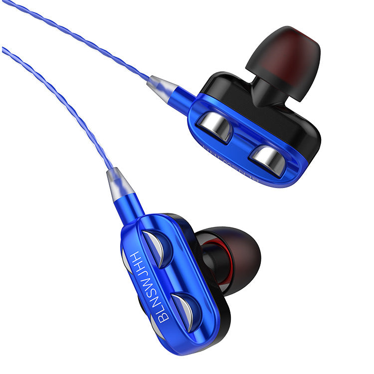 New In-ear Earphones  Dual-motion Coil, Dual-speaker, Smart Phone Headset, Wire-controlled Tuning