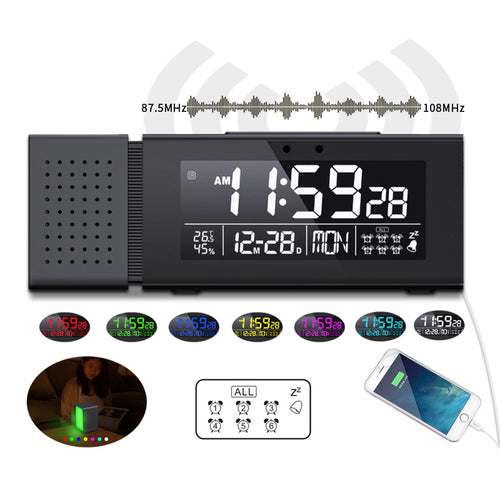 ABS Creative Radio Clock With Color Alarm Digital Alarm Clock Sound And Light Alarm IR Human Body Induction Colorful Night Light