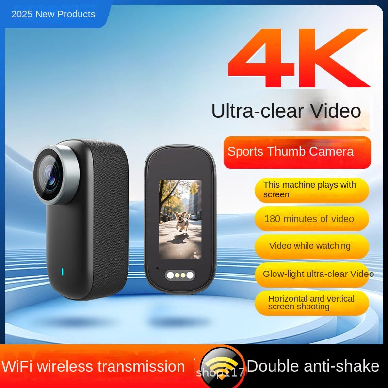 4K Thumb Camera Magnetic With Screen Pet Sports Camera Waterproof Anti-Shake Video Camera Pocket Camera Recorder
