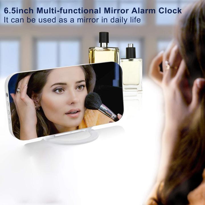 Creative mobile phone charging mirror electronic snooze alarm clock