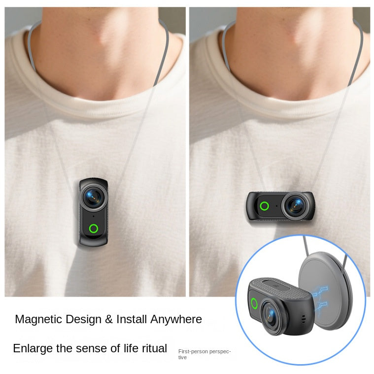 Thumb Action Camera, Portable, Magnetic, Chest-Mounted, With Flip-Up Screen, Ultra-Clear Image Recording, Multi-Functional Camera