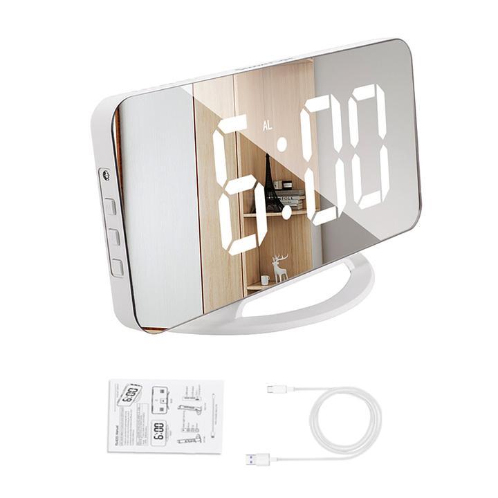 Creative mobile phone charging mirror electronic snooze alarm clock