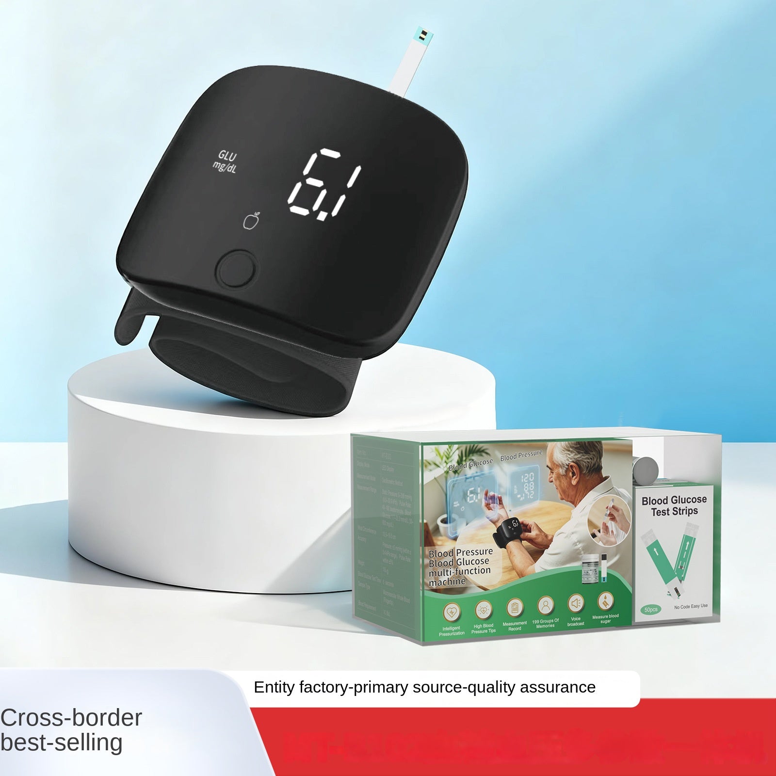 Cross-Border Blood Glucose Tester, Smart Blood Glucose And Blood Pressure All-In-One Machine, Home Blood Glucose Meter Set, New Electronic Blood Glucose Meter