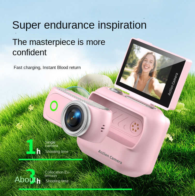 Thumb Action Camera, Portable, Magnetic, Chest-Mounted, With Flip-Up Screen, Ultra-Clear Image Recording, Multi-Functional Camera