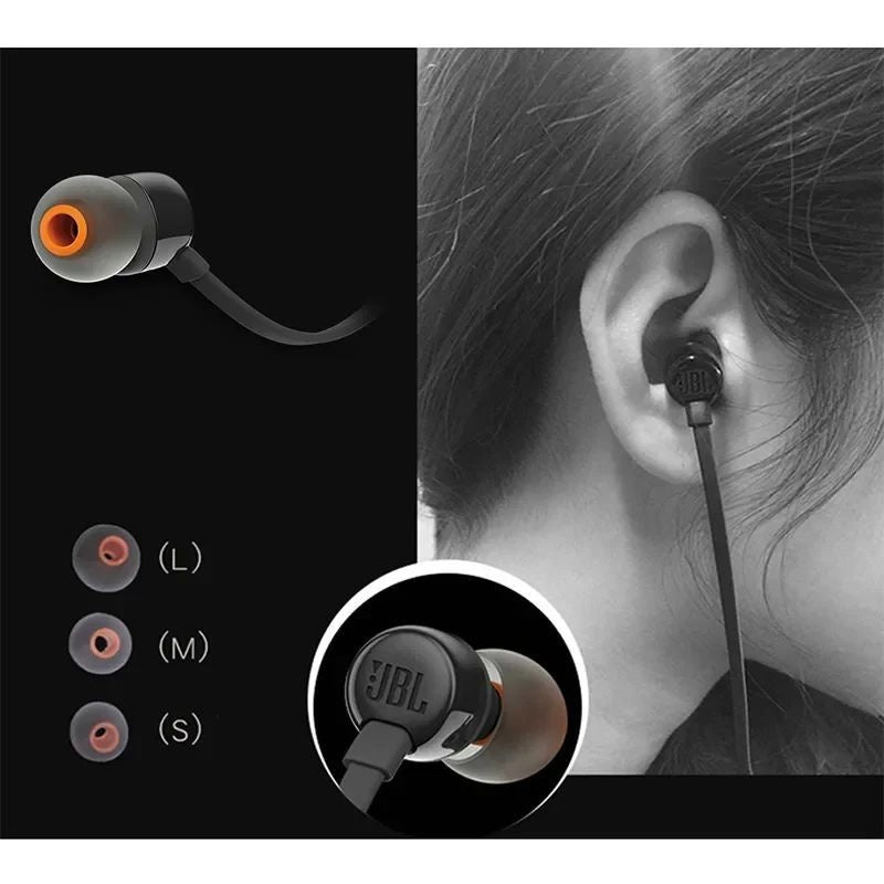 Jbl T110 Wired In-Ear Headphones 3.5mm With Microphone And Wire Control Stereo Headphones For Computers And Mobile Phones