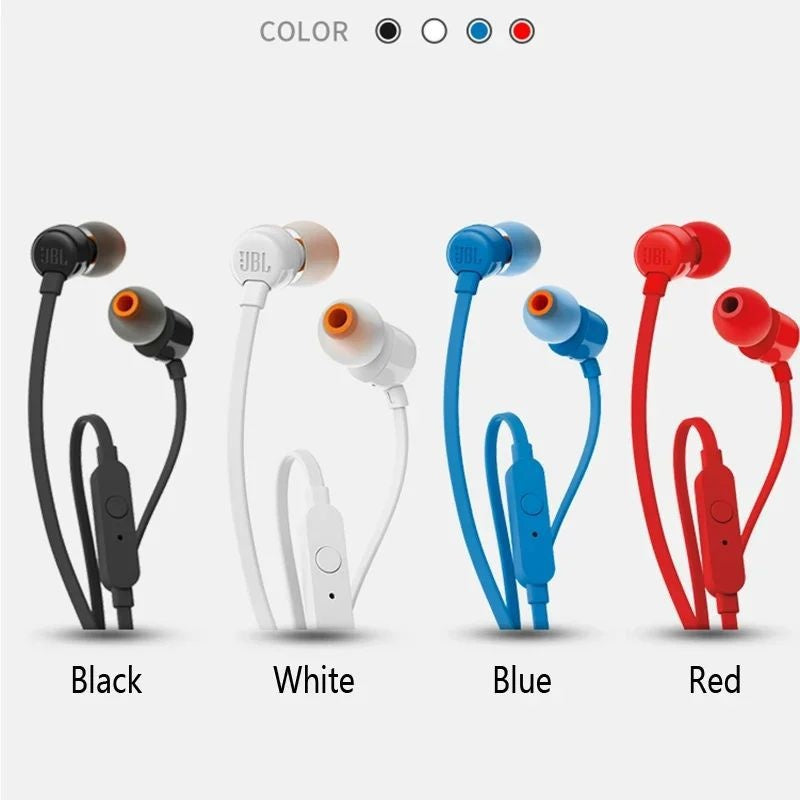 Jbl T110 Wired In-Ear Headphones 3.5mm With Microphone And Wire Control Stereo Headphones For Computers And Mobile Phones