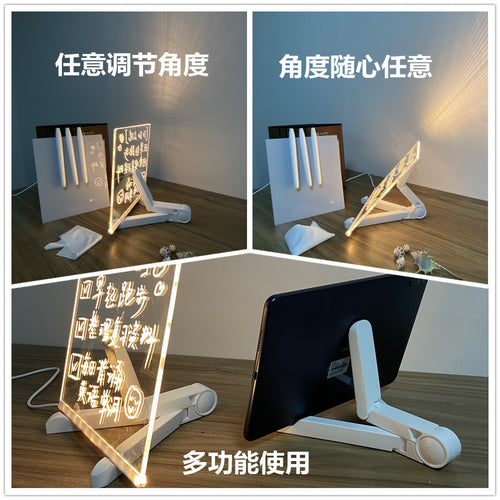 Acrylic Erasable Note Board, with Light, Reminder, Message Display, for Home, Office, USB Plug, with 1 Writing Pen