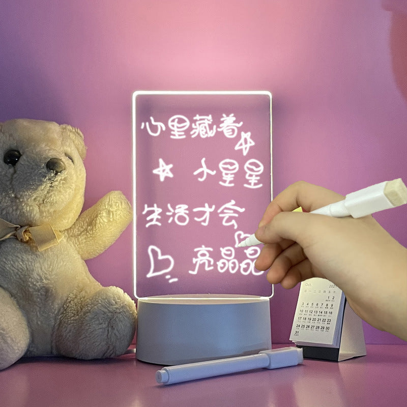 Acrylic Transparent Luminous Table Lamp Note Board Can Be Wiped Ins Message Board Home Memo Prompt Desktop Small Whiteboard