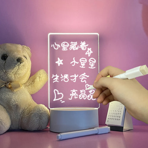 Acrylic Transparent Luminous Table Lamp Note Board Can Be Wiped Ins Message Board Home Memo Prompt Desktop Small Whiteboard