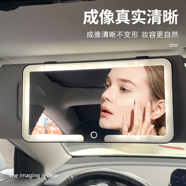 Car Sun Visor Makeup Mirror LED Lamp Shatter-resistant Car Interior Supplies HD Mirror With Light Car Dressing Mirror