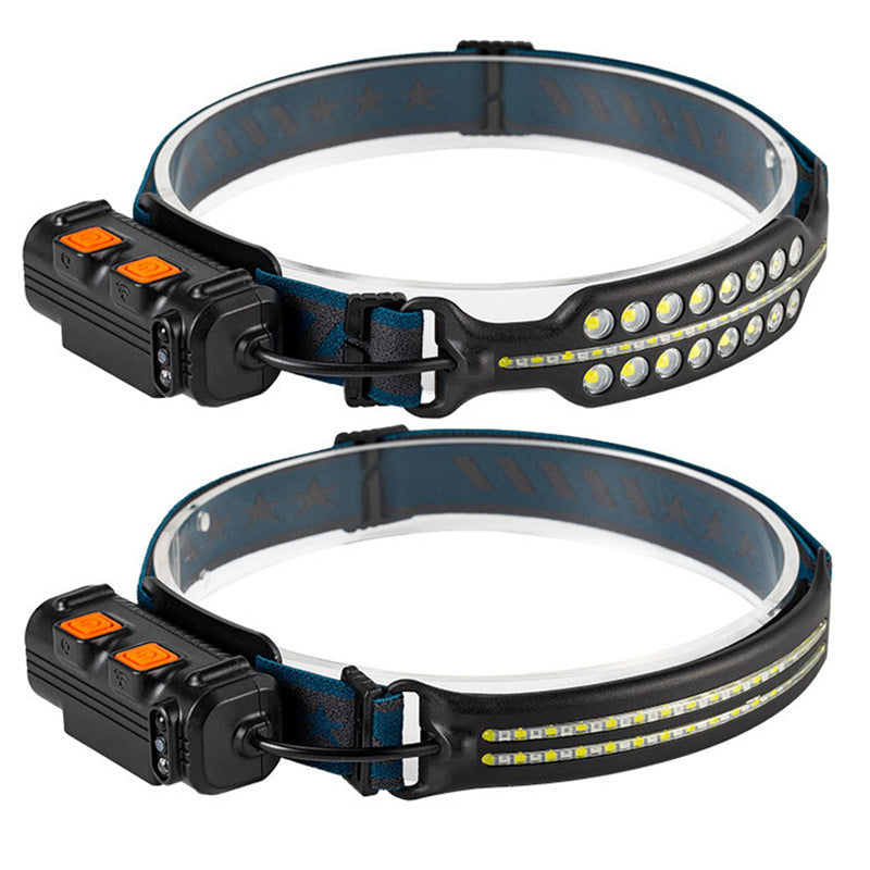 Cross-border New Type-C Rechargeable Red And White Light LED Sensor Headlight Outdoor Running Fishing Lighting Floodlight Headlight