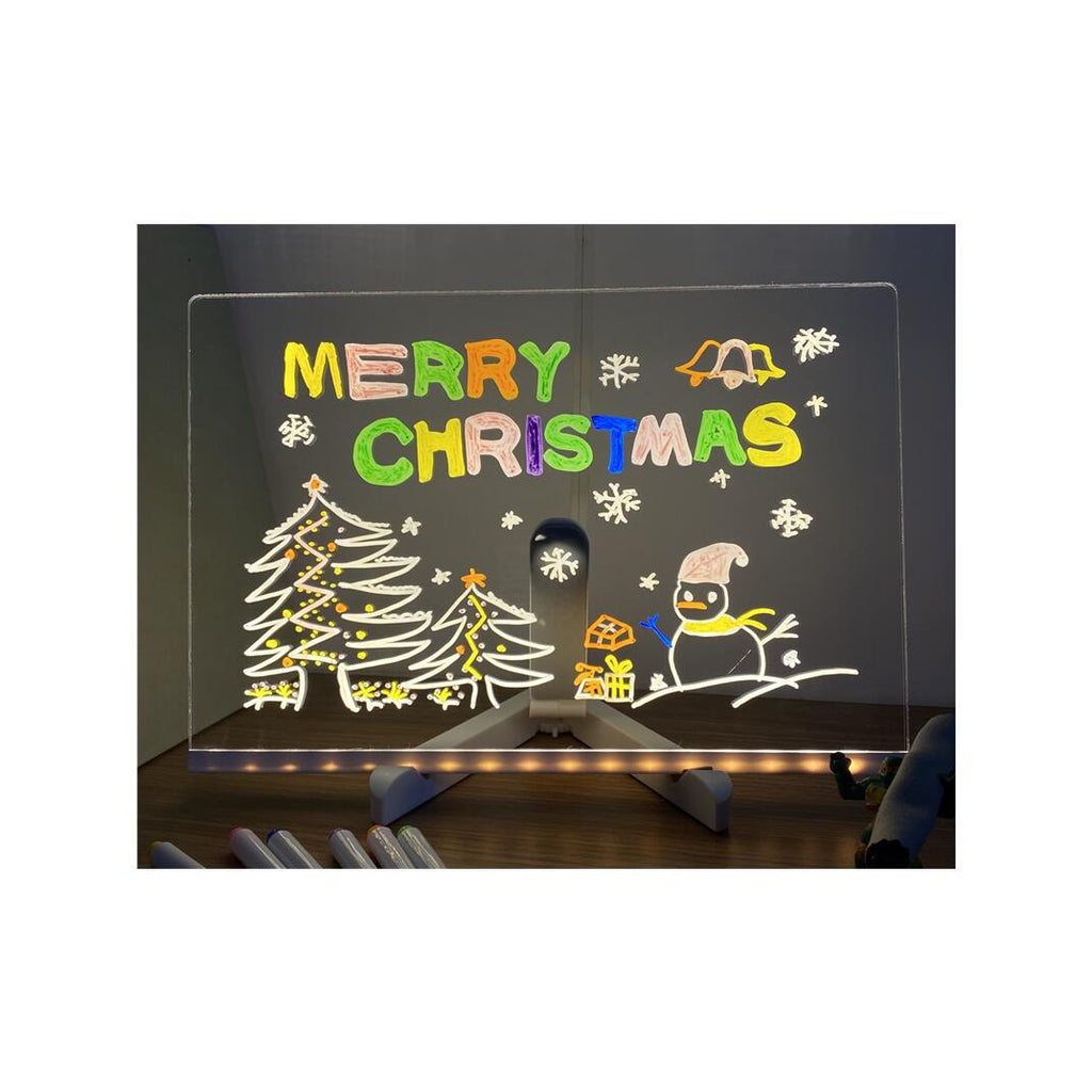 Acrylic Erasable Note Board, with Light, Reminder, Message Display, for Home, Office, USB Plug, with 1 Writing Pen