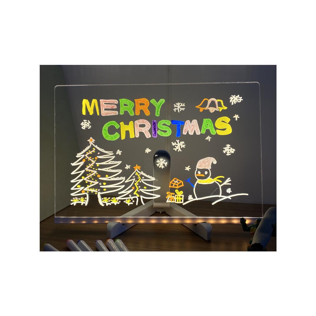 Acrylic Erasable Note Board, with Light, Reminder, Message Display, for Home, Office, USB Plug, with 1 Writing Pen