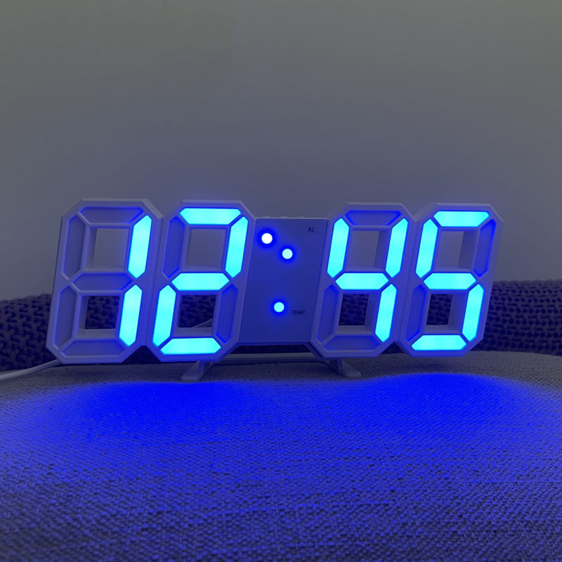3D Digital Alarm Clock, Creative Smart Light-sensitive LED Wall-mounted Electronic Alarm Clock For Korean Students