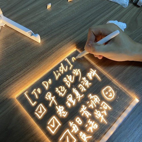 Acrylic Erasable Note Board, with Light, Reminder, Message Display, for Home, Office, USB Plug, with 1 Writing Pen