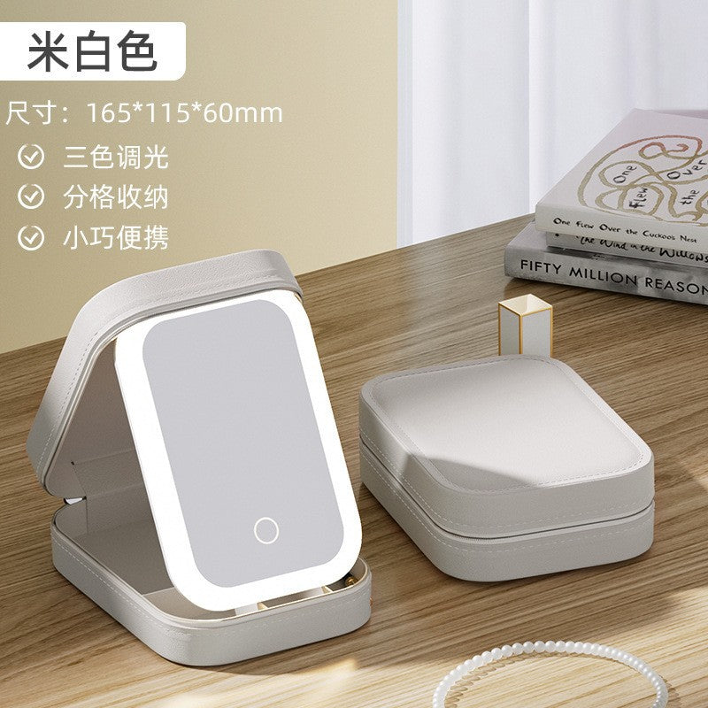 New High-level LED Single-sided Mirror Cosmetic Storage Bag Ins Wind Portable Variable Light Dressing Mirror