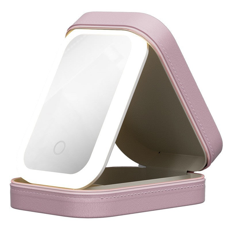 New High-level LED Single-sided Mirror Cosmetic Storage Bag Ins Wind Portable Variable Light Dressing Mirror