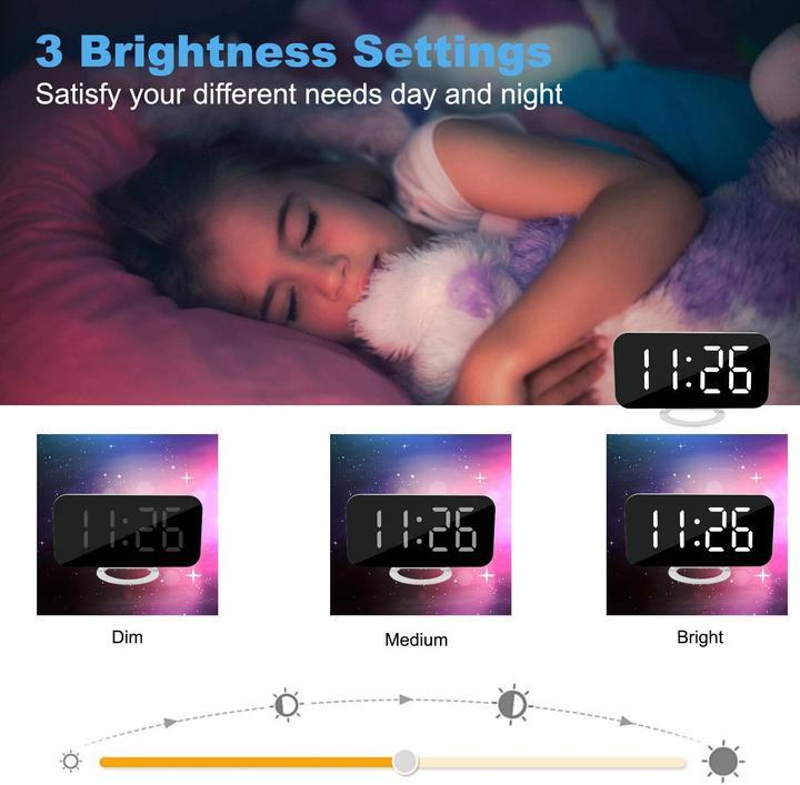 Creative mobile phone charging mirror electronic snooze alarm clock